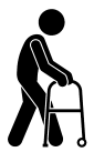 Pictogramme d'une personne utilisant un déambulateur